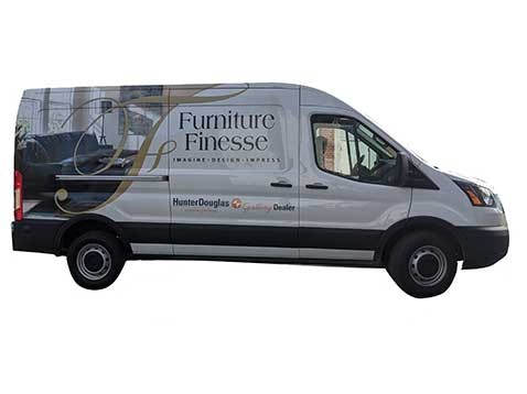 Company van with the logo "Furniture Finesse"